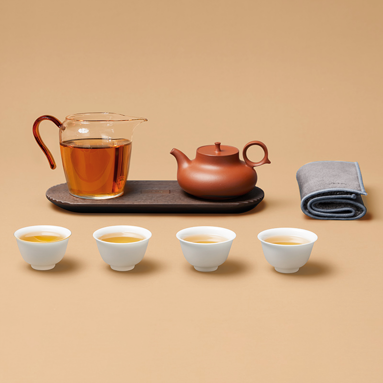 ZENS Zisha Tea Set Series Drum spirit Cinnabar Portable Tea Set